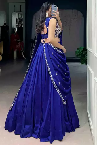 Beautiful Blue Silk Festive Wear Lehenga And Embroidered Choli