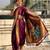 Burgundy soft silk paithani nauvari zari weaving saree with matching blouse piece