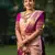 Peach wine silk blend banarasi saree with unstitched blouse piece