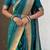 Teal soft silk paithani nauvari zari weaving saree with matching blouse piece