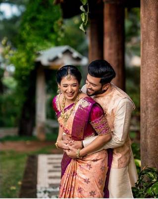 Peach wine silk blend banarasi saree with unstitched blouse piece 4