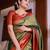 Green red soft silk blend banarasi jacuard work designer party wear saree with unstitched blouse piece