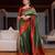Green red soft silk blend banarasi jacuard work designer party wear saree with unstitched blouse piece