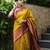 Yellow maroon soft silk blend banarasi jacuard work designer party wear saree with unstitched blouse piece
