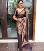Black silk blend banarasi saree with unstitched blouse piece