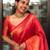Red soft silk blend banarasi jacuard work designer party wear saree with unstitched blouse piece