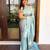 Sky blue soft silk blend banarasi jacuard work designer party wear saree with unstitched blouse piece