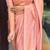Peach soft silk blend banarasi jacuard work designer party wear saree with unstitched blouse piece