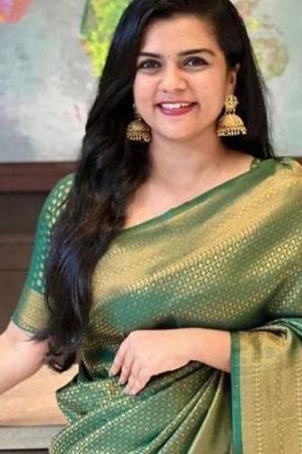 Green soft silk blend banarasi jacuard work designer party wear saree with unstitched blouse piece