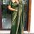 Green soft silk blend banarasi jacuard work designer party wear saree with unstitched blouse piece