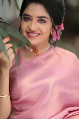 Baby pink silk blend banarasi saree with unstitched blouse piece