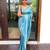 Sky blue soft silk blend banarasi jacuard work designer party wear saree with unstitched blouse piece