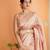 Peach soft silk blend banarasi jacuard work designer party wear saree with unstitched blouse piece