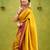 Yellow maroon soft silk blend banarasi jacuard work designer party wear saree with unstitched blouse piece