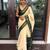 Off white green soft silk blend banarasi jacuard work designer party wear saree with unstitched blouse piece