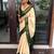 Off white green soft silk blend banarasi jacuard work designer party wear saree with unstitched blouse piece