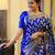 Blue soft silk blend banarasi jacuard work designer party wear saree with unstitched blouse piece