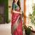 Red green soft silk blend banarasi jacuard work designer party wear saree with unstitched blouse piece