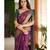 Purple turquoise soft silk blend banarasi jacuard work designer party wear saree with unstitched blouse piece