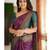 Purple turquoise soft silk blend banarasi jacuard work designer party wear saree with unstitched blouse piece