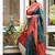 Turquoise red  soft silk blend banarasi jacuard work designer party wear saree with unstitched blouse piece