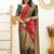 Red green soft silk blend banarasi jacuard work designer party wear saree with unstitched blouse piece