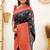 Black red soft silk blend banarasi jacuard work designer party wear saree with unstitched blouse piece