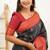 Black red soft silk blend banarasi jacuard work designer party wear saree with unstitched blouse piece