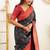Black red soft silk blend banarasi jacuard work designer party wear saree with unstitched blouse piece