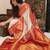 Off white red soft silk blend banarasi jacuard work designer party wear saree with unstitched blouse piece