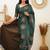 Green soft silk blend banarasi jacuard work designer party wear saree with unstitched blouse piece