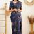 Blue soft silk blend banarasi jacuard work designer party wear saree with unstitched blouse piece
