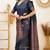 Blue soft silk blend banarasi jacuard work designer party wear saree with unstitched blouse piece