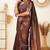 Brown soft silk blend banarasi jacuard work designer party wear saree with unstitched blouse piece