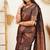Brown soft silk blend banarasi jacuard work designer party wear saree with unstitched blouse piece