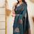 Turquoise soft silk blend banarasi jacuard work designer party wear saree with unstitched blouse piece