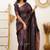 Wine soft silk blend banarasi jacuard work designer party wear saree with unstitched blouse piece