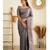 Grey soft silk blend banarasi jacuard work designer party wear saree with unstitched blouse piece