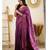 Wine soft silk blend banarasi jacuard work designer party wear saree with unstitched blouse piece