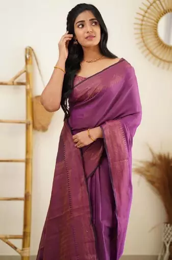 Wine silk blend banarasi saree with unstitched blouse piece