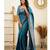 Turquoise soft silk blend banarasi jacuard work designer party wear saree with unstitched blouse piece