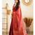 Red soft silk blend banarasi jacuard work designer party wear saree with unstitched blouse piece