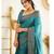 Sea green soft silk blend banarasi jacuard work designer party wear saree with unstitched blouse piece