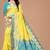 Yellow  turuoise soft silk blend banarasi jacuard work designer party wear saree with unstitched blouse piece