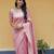 Baby pink soft silk blend banarasi jacuard work designer party wear saree with unstitched blouse piece