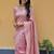 Baby pink soft silk blend banarasi jacuard work designer party wear saree with unstitched blouse piece