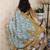 Beige tussar silk printed zari border saree with matching blouse piece