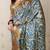 Beige tussar silk printed zari border saree with matching blouse piece