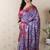 Pink tussar silk printed zari border saree with matching blouse piece