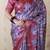 Pink tussar silk printed zari border saree with matching blouse piece